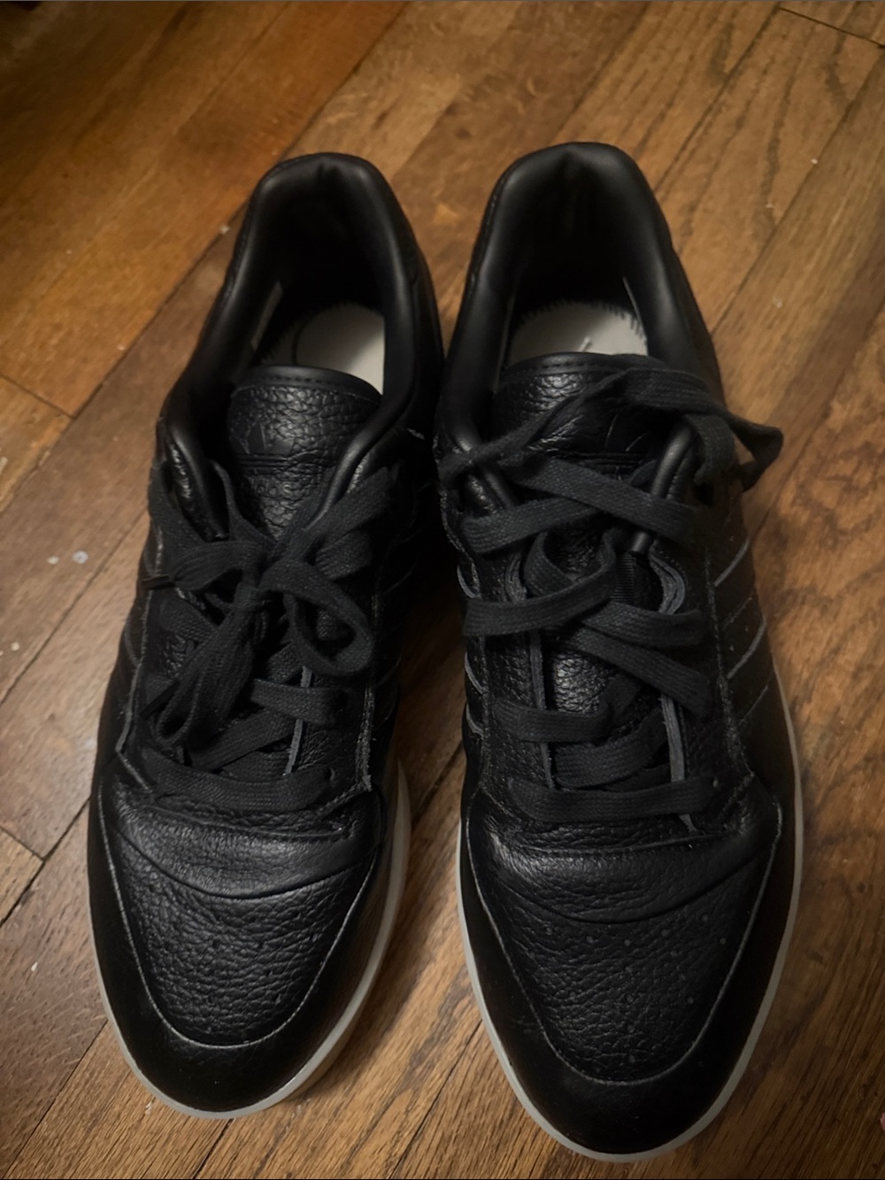 Adidas Men's Black Leather Sneakers